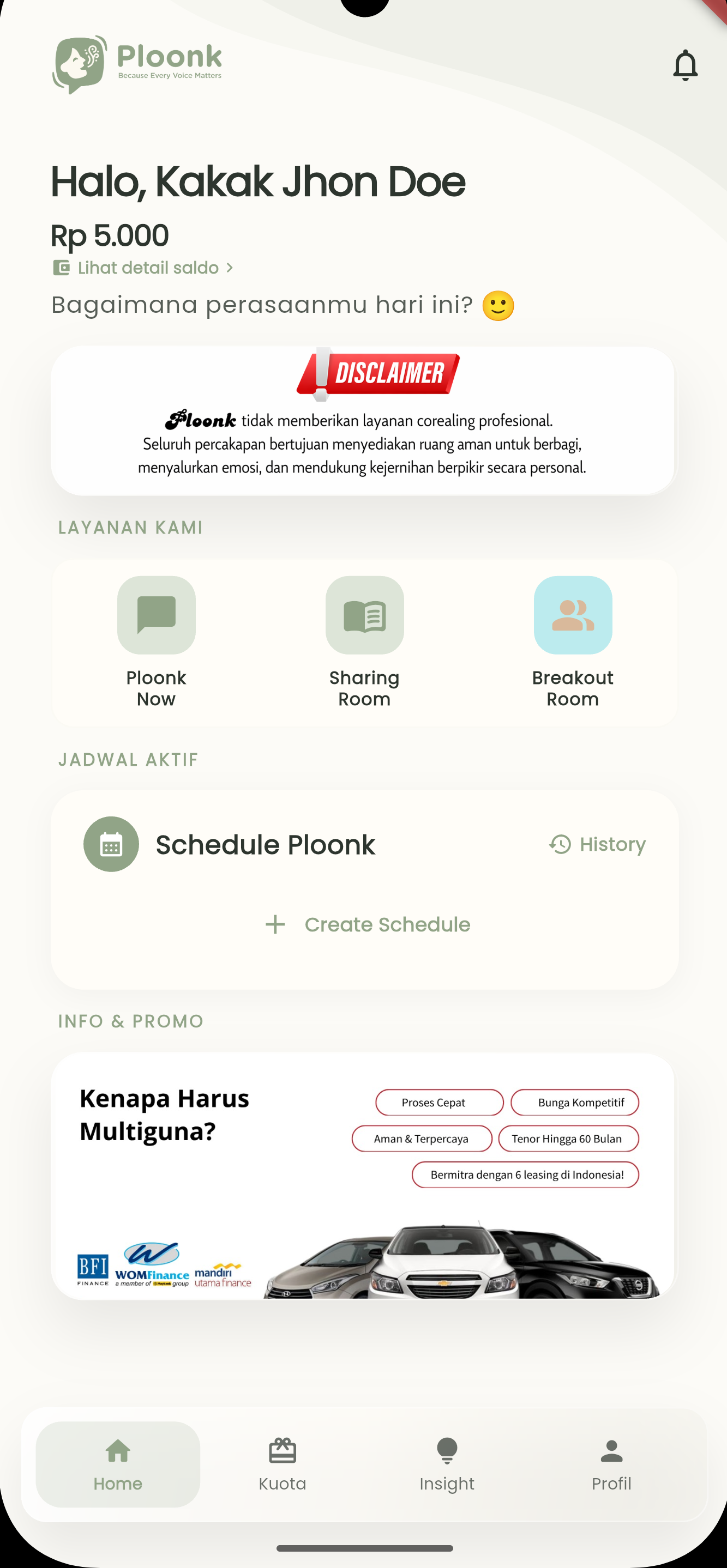 Ploonk App Interface